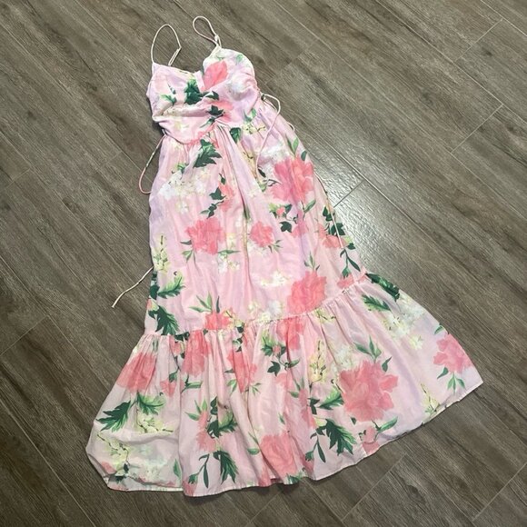 Vineyard Vines Kentucky Derby Pink Floral Maxi Silk Dress Churchill Size 00 xs/s - Picture 1 of 12